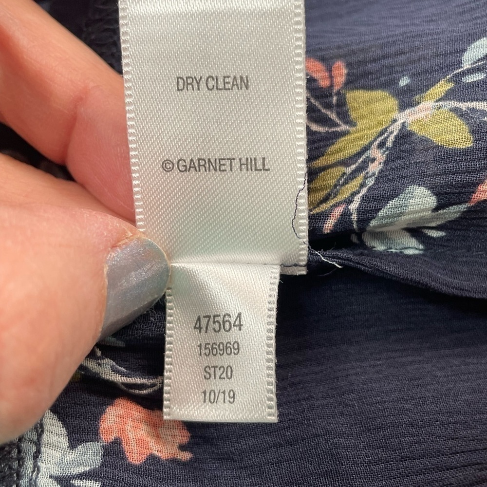 Garnet Hill Silk Floral Print Mini Dress Navy Petite 4 - Picture 8 of 9